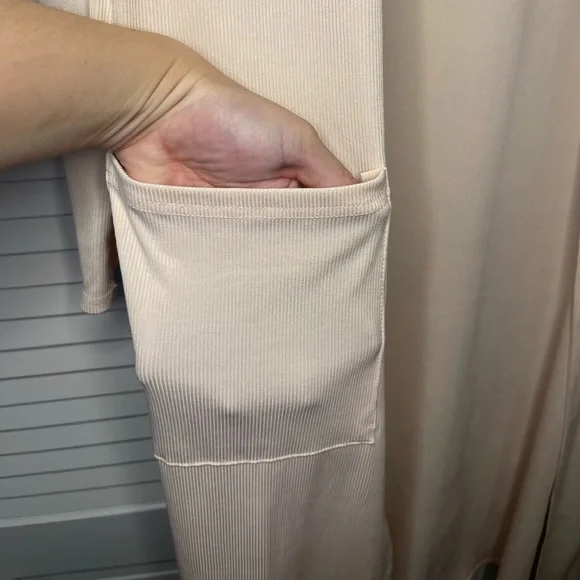 Grace Karin Long Sleeve Duster Length Open Front Pink Cardigan with Pockets - Picture 3 of 7